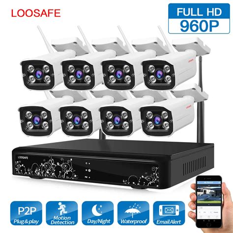 LOOSAFE HD 960P Outdoor Surveillance Camera System 8CH NVR Kit CCTV