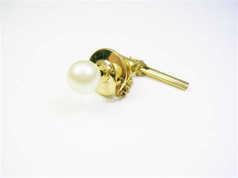 Vintage Faux Pearl Tie Tack Necktie Pin Tie Tac Gold Color Etsy