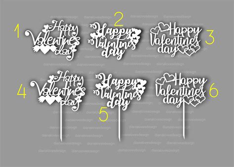 Happy Valentine S Day Cake Topper Svg Files For Cricut Etsy