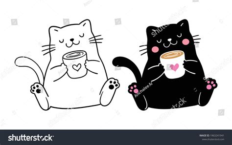 4,562 Cat drinking coffee Stock Vectors, Images & Vector Art | Shutterstock