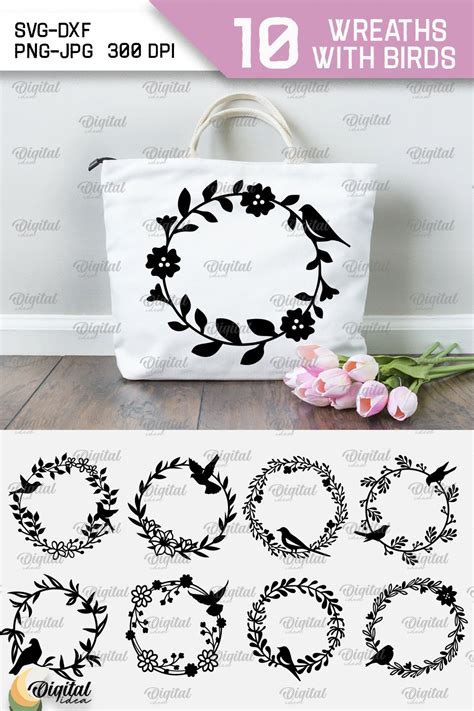 Wreaths With Birds Svg Bundle Flower Wreaths Svg