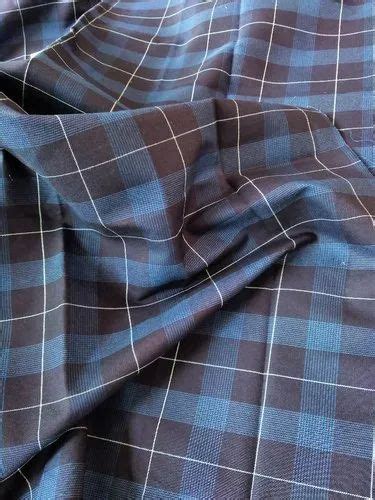 Cotton Dark Medium Indigo Checks Shirting Fabrics For Garments At Rs