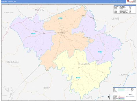 Fleming County Ky Wall Map Color Cast Style By Marketmaps