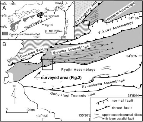 A Distribution Of The Cretaceous Shimanto Belt In SW Japan B