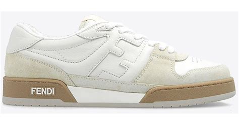 Fendi Match Suede And Leather Sneakers In White For Men Lyst