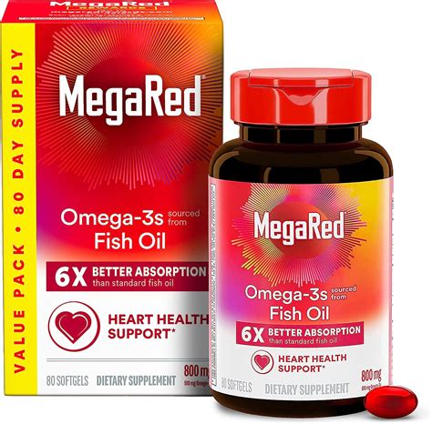 Omega 3 Suplemento de aceite de pescado 800 mg por porción MegaRed