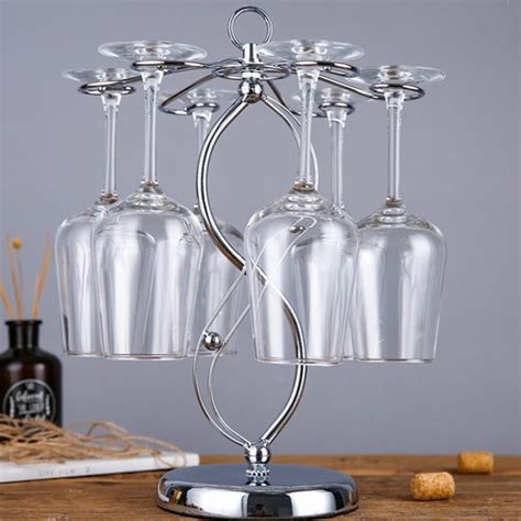 Syinda Countertop Wine Glass Holder Wine Glass Holder With 6 Hooks Countertop Freestanding