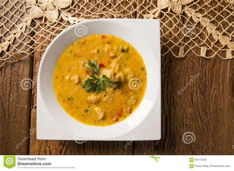 Shrimp Bobo A Brazilian Dish Of Shrimp In A Pure Of Manioc Meal And