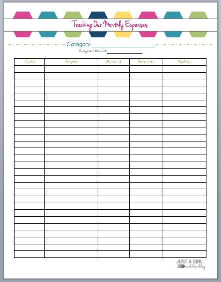 Free Printable Monthly Expense Sheet