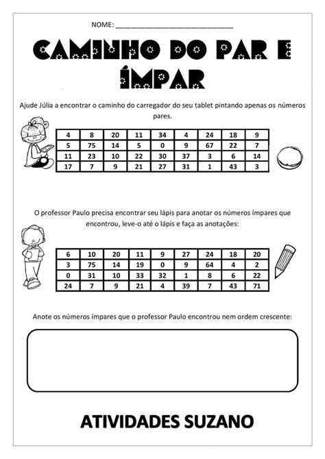 Atividades Números Pares e Ímpares Melhores Modelos