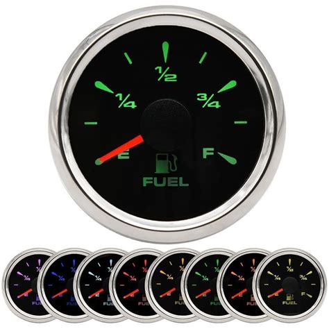 52mm Waterproof Boat Fuel Gauge Marine Fuel Level Gauge 8 Colors 0