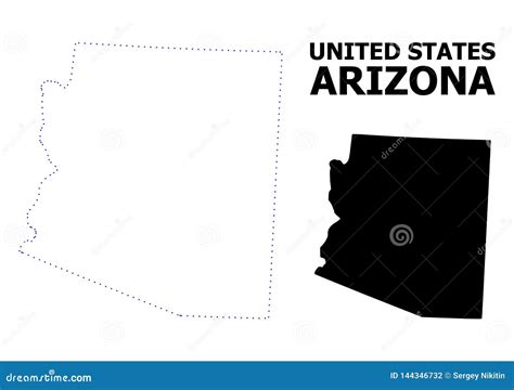 Vector Contour Dotted Map Of Arizona State With Name Stock Vector Illustration Of Point Shape