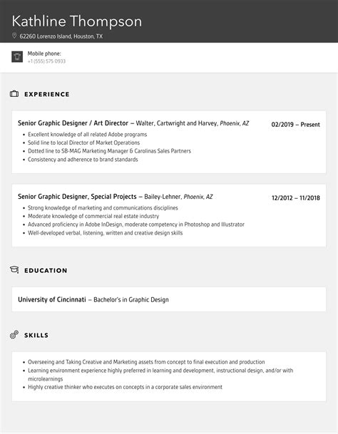 Senior Graphic Designer Resume Samples Velvet Jobs