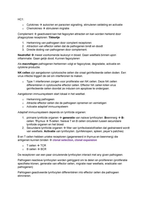 Hoorcollege 1 Samenvatting Immunologie HC1 O Cytokines Autocrien En