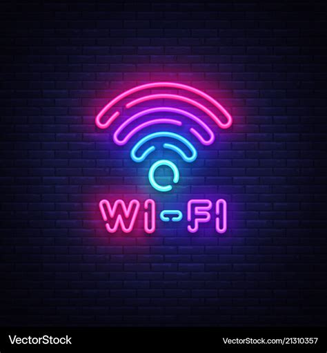 Wifi Neon Sign Wifi Symbol Neon Glowing Royalty Free Vector