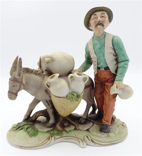 Vintage Italian Capodimonte Style Figurine Man With Donkey Etsy