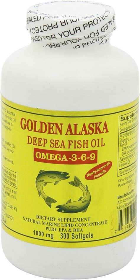 Golden Alaska Deep Sea Omega 3 6 9 Fish Oil 1000mg 300 Softgels 300