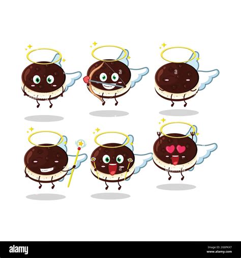 Chocolate Dorayaki Cartoon Designs As A Cute Angel Character Vector