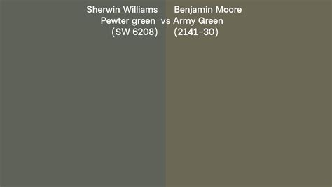 Sherwin Williams Pewter Green SW 6208 Vs Benjamin Moore Army Green