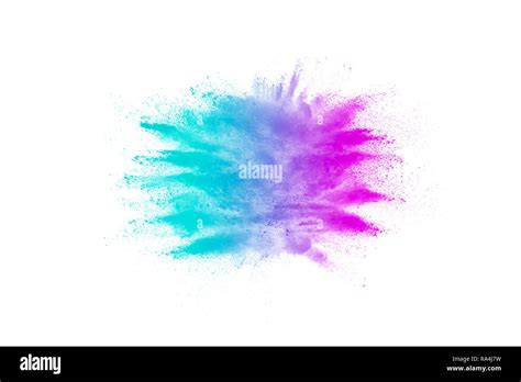 Multicolored Powder Explosion On White Background Colored Cloud