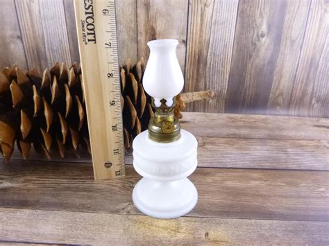 Victorian Era Improved Banner Milk Glass Miniature Oil Lamp Etsy