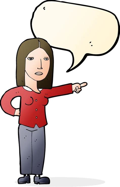 Cartoon Woman Pointing With Speech Bubble 12314856 Vector Art At Vecteezy