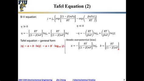 Electrochem Eng L Tafel Equation At Large Overpotential Youtube