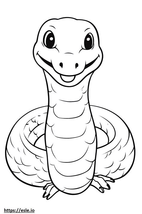 Brown Water Snake Kawaii Coloring Page