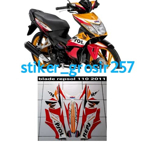 STIKER STRIPING LIS LES POLET BODY HONDA BLADE REPSOL 2010 2011 HITAM