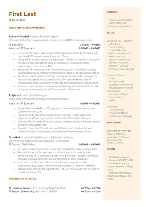 3 It Specialist Resume Examples For 2025 Resume Worded