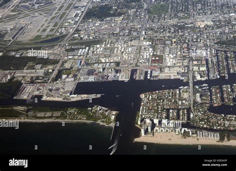 Port Everglades Aerial View Neat Fort Lauderdale Florida Stock Photo