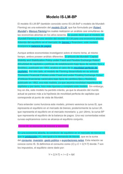 El Modelo Is Lm Bb De Una Economia Abierta Con Tip Modelo Is Lm Bp El