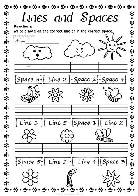 Lines And Spaces Spring Worksheet Pack