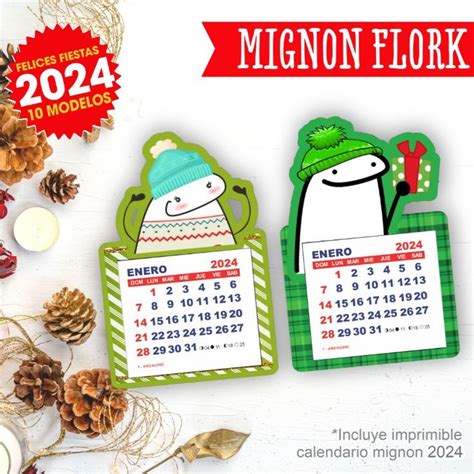 Kit Imprimible Calendario Flork 2024 Mignon Fiestas Navidad Kit