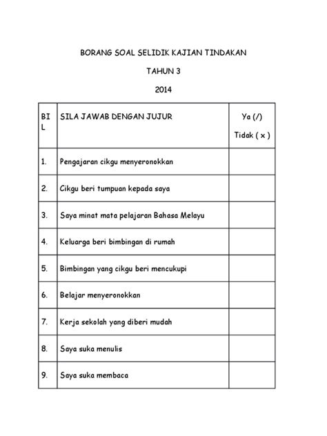 Contoh Borang Soal Selidik Kajian Borang Soal Selidik By Norinna Mohamed Issuu Itsmejukas