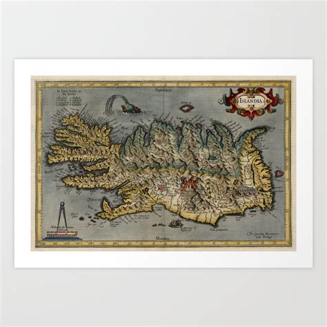 Vintage Iceland Map (1628) Art Print by BravuraMedia | Society6