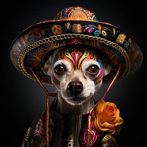 Premium Ai Image Portrait Of Chihuahua Dog Adorned With A Day Of The