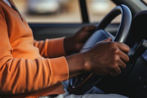 African American Male Drivers Hands On Wheel Driving High Speed