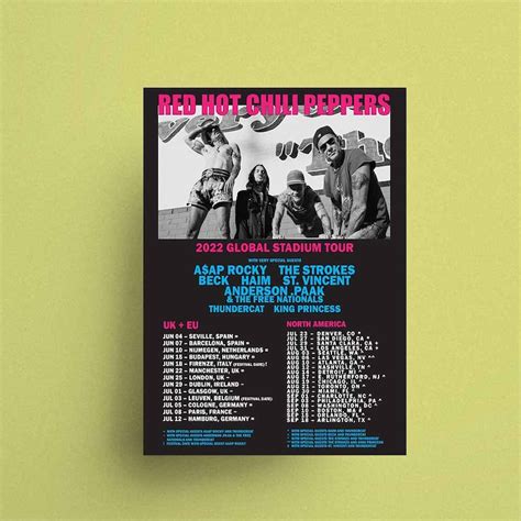 Red Hot Chili Peppers Tour 2022 Poster Etsy