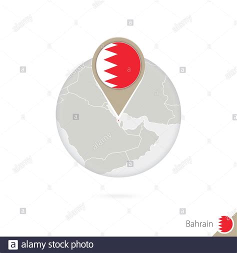 Bahrain Map And Flag In Circle Map Of Bahrain Bahrain Flag Pin Map