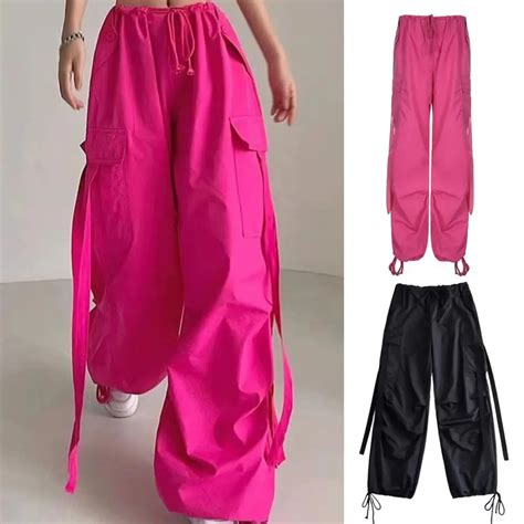 Pantalones Holgados De Cintura Alta Para Mujer Pantalones Cargo Con