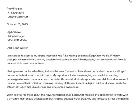 9 Advertising Cover Letter Examples With In Depth Guidance 30 Brilliant Marketing Email