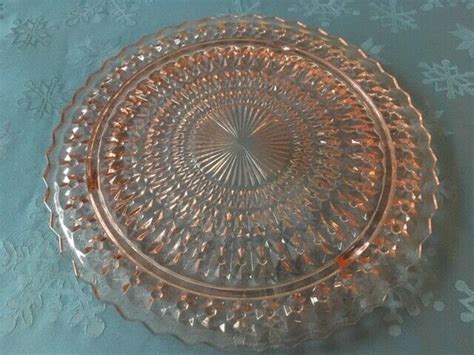 Vintage Pink Depression Glass Cake Plate Inch Antique Price