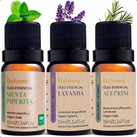 Kit 3 Óleo Essencial Hortelã Pimenta Lavanda Alecrim Natural MercadoLivre