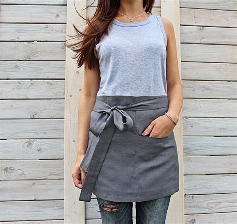 Cafe Apron Linen Half Apron Unisex Linen Apron Etsy