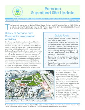 Fillable Online Yosemite Epa Pemaco Superfund Site Update Yosemite