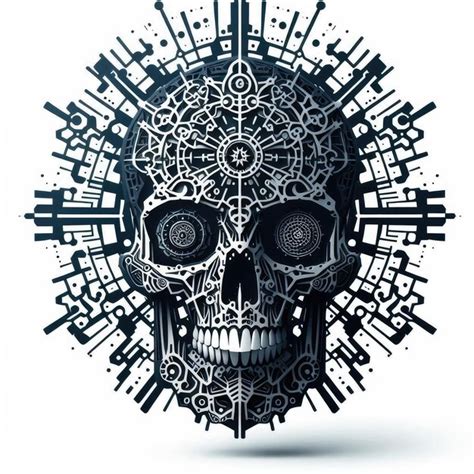 Skull Laser Cutting Design Illustration On White Background Premium
