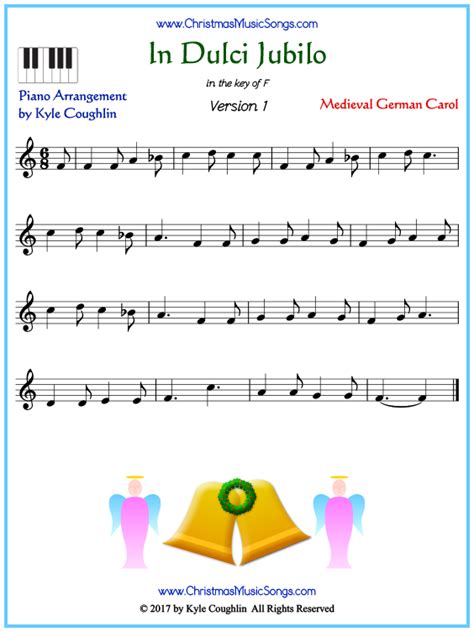 In Dulci Jubilo Piano Sheet Music Free Printable Pdf