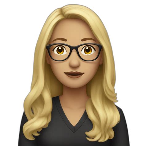 Woman Teacher Blonde Long Hair Brown Glasses With Book Ai Emoji Generator