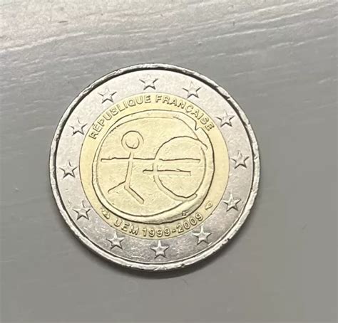 2 EURO MÜNZE mit Strichmännchen UEM 1999 2009 Republique Francaise